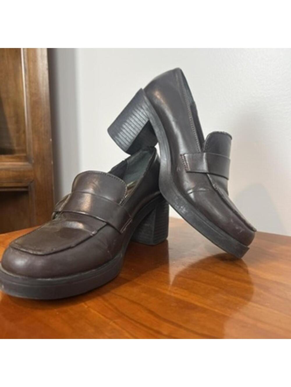 Mudd Brown Platform Loafer Heels Womens Size 6 Chunky Y2K Vintage
